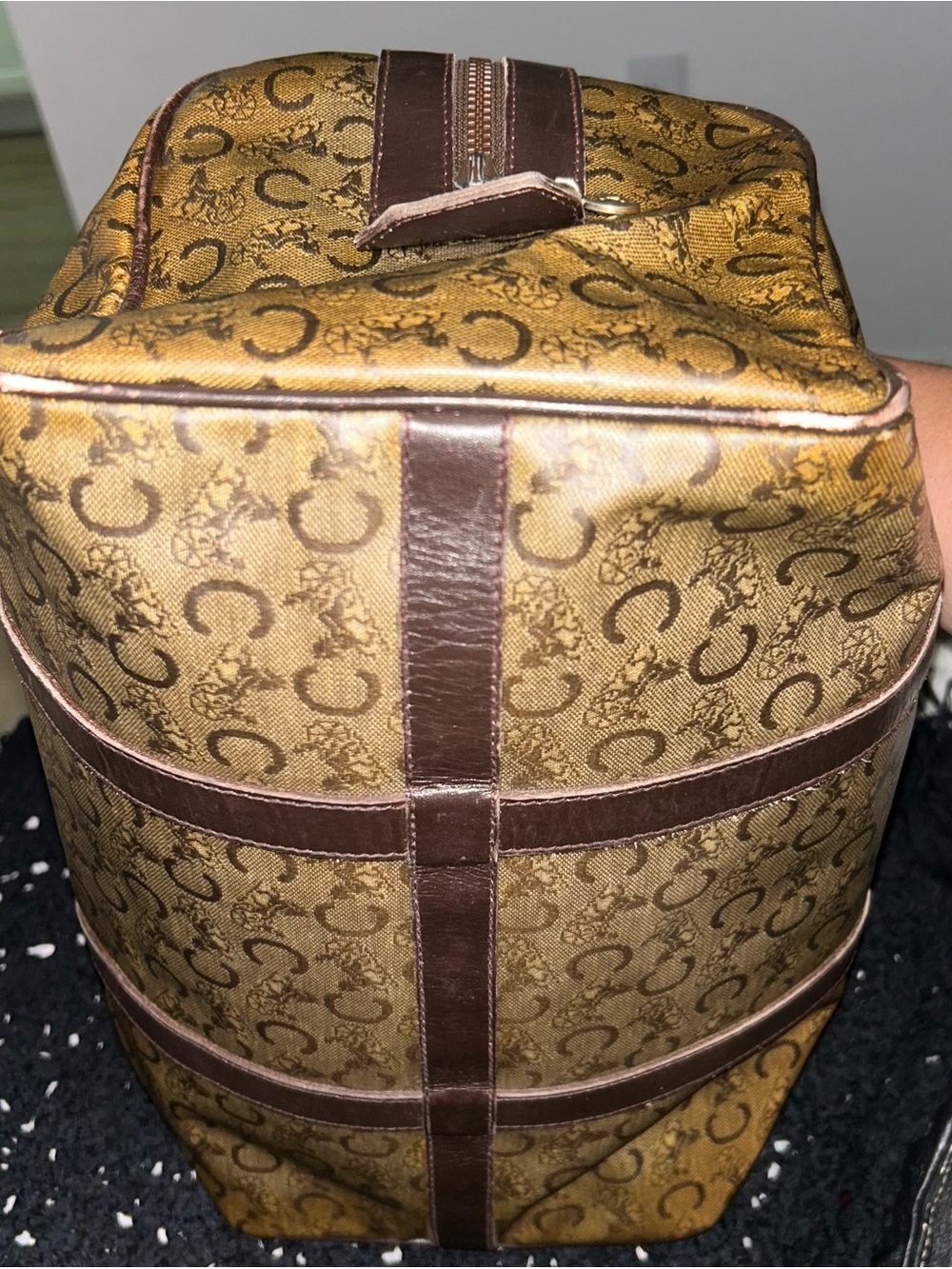 Celine Brown Monogram Canvas Top-Handle Satchel - Picture 10 of 11